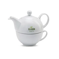 Kép 7/11 - TEA TIME Teáskanna csészével, 400 ml, fehér