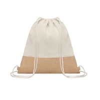 Kép 1/6 - INDIA Zsinóros tornazsák/jutaszövet, beige