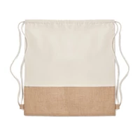 Kép 5/6 - INDIA Zsinóros tornazsák/jutaszövet, beige