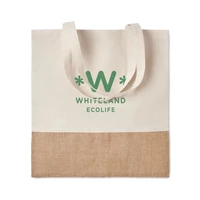 Kép 4/5 - INDIA TOTE Bevásárlótáska juta résszel, beige