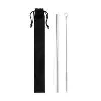 Kép 1/4 - COLD STRAW Acél szívószál és kefe tokban, matt ezüst