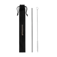Kép 3/4 - COLD STRAW Acél szívószál és kefe tokban, matt ezüst