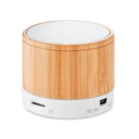 Kép 4/5 - ROUND BAMBOO Kerek bambusz BT hangszóró, fehér