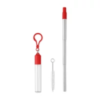 Kép 1/4 - SCOPIC STRAW Teleszkópos szívószál kefével, piros