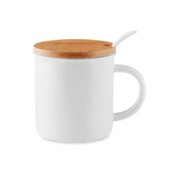 Kép 5/10 - KENYA Porcelánbögre kanállal, fehér