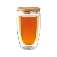 Kép 8/8 - TIRANA LARGE Duplafalú üveg pohár, 450 ml, átlátszó
