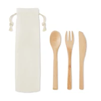 Kép 1/7 - SETBOO Bambusz evőeszköz készlet, beige