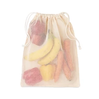 Kép 5/7 - VEGGIE Hálós pamut bevásárlózsák, beige