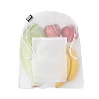Kép 3/6 - VEGGIE RPET Hálós RPET bevásárlózsák, fehér