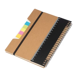 Jegyzetfüzet vonalzóval és jelölő csíkkal, barna