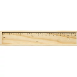 Színesceruza készlet, fa, vonalzós tolltartóban, natúr