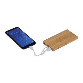 Bambusz power bank 8000 mAh, bézs