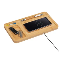 Vezeték nélküli bambusz töltő, bézs