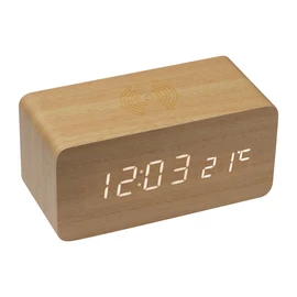 Vezeték nélküli töltő asztali órával, bézs