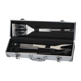 Grillező készlet kofferban, szürke