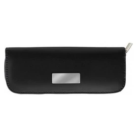 Tollkészlet fekete tollbetéttel, fém, cipzáras tokban, fekete