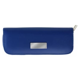 Tollkészlet fekete tollbetéttel, fém, cipzáras tokban, kék