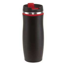 DARK CREMA duplafalú termosz bögre, fekete/piros