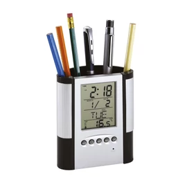 BUTLER LCD-kijelzős ébresztőóra, fekete, ezüst