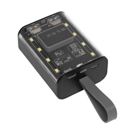 OPEN SOURCE powerbank / zseblámpa, átlátszó, fekete