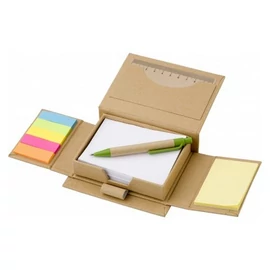Jegyzettömb és öntapadó jelölők karton tartóban, natúr
