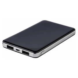 Li-polimer powerbank, 5000mAh, ABS műanyag, fekete