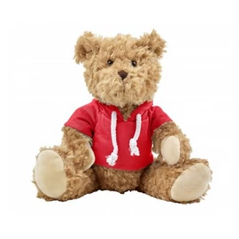 Plüssmackó kapucnis pólóban, piros