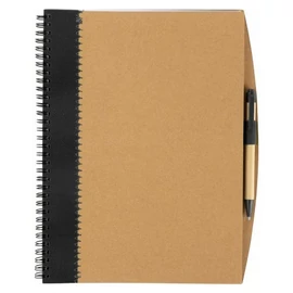 Újrahasznosított füzet tollal, fekete