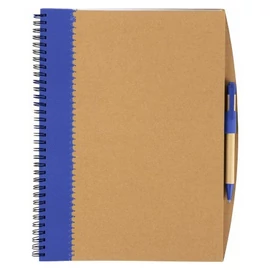 Újrahasznosított füzet tollal, kék