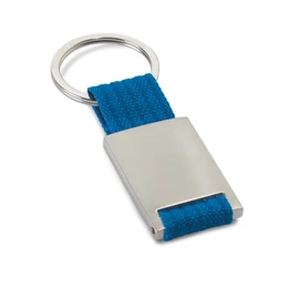 TECH Téglalap alakú fém kulcstartó, kék