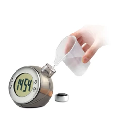 DROPPY Vízzel működtetett LCD óra, matt ezüst