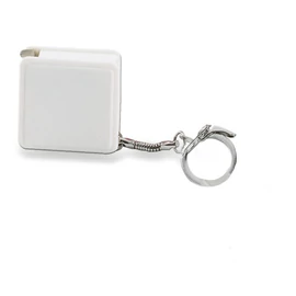 WATFORD Acél mérőszalagos kulcstartó, fehér