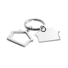 SNIPER Ház alakú fém kulcstartó, fényes ezüst