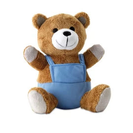 NICO Plüss maci kantáros nadrágban, kék