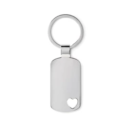 CORAZON Kulcstartó szív díszítéssel, matt ezüst