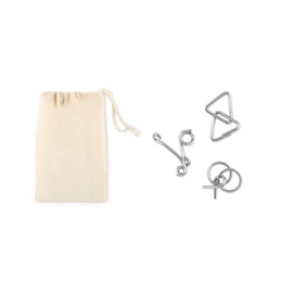 THREENATS 3 fém ördöglakat fejtörő játék, bézs