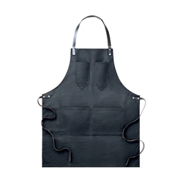 CHEF Vászon és bőr kötény, fekete