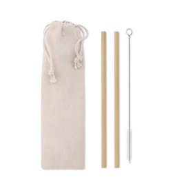 NATURAL STRAW Bambusz szívószál/kefe tokban, bézs
