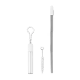 SCOPIC STRAW Teleszkópos szívószál kefével, fehér