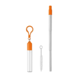 SCOPIC STRAW Teleszkópos szívószál kefével, narancssárga