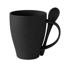 DUAL FIBRE Bambuszrost/PP bögre kanállal, fekete