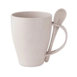 DUAL FIBRE Bambuszrost/PP bögre kanállal, fehér