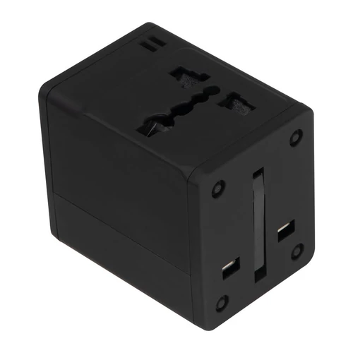 Gumírozott utazó adapter, fekete