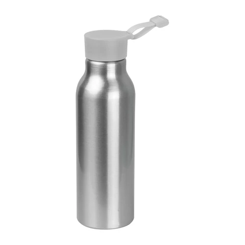 Szilikon fedelű fém ivópalack, 600 ml, szürke