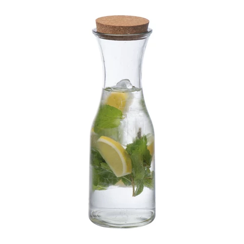 Üveg kancsó parafadugóval, 1000 ml, áttetsző