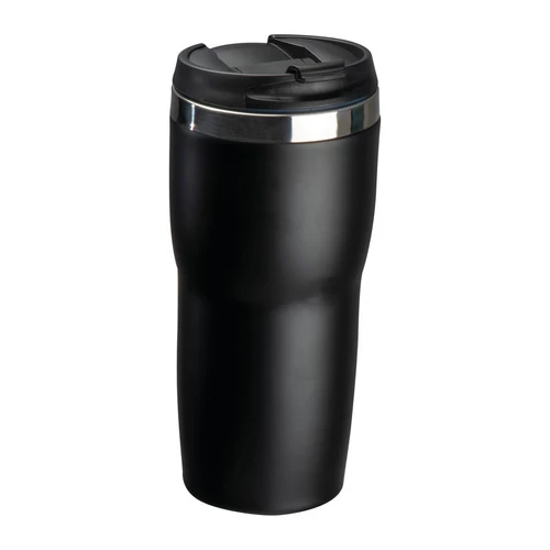 Duplafalú rozsdamentes acél termoszbögre, 480 ml, fekete