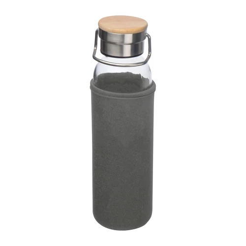 Üveg ivópalack neoprén tokban, 600 ml, szürke