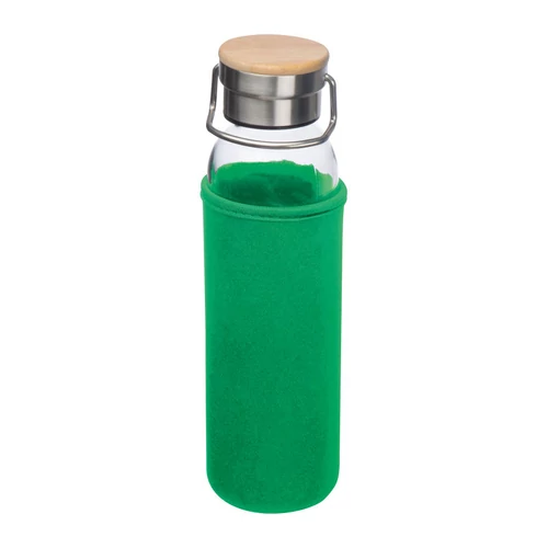 Üveg ivópalack neoprén tokban, 600 ml, zöld