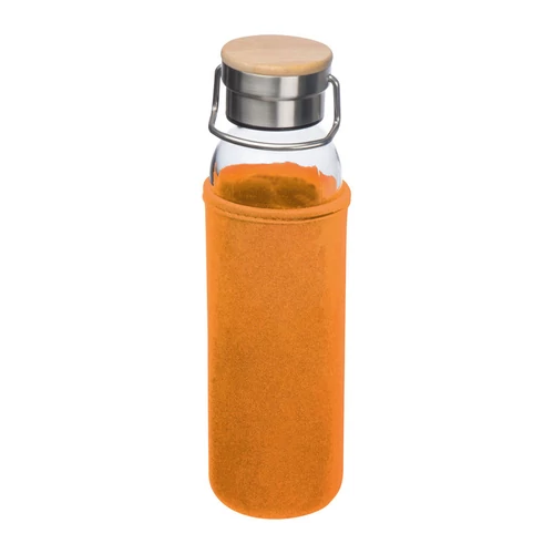Üveg ivópalack neoprén tokban, 600 ml, narancssárga