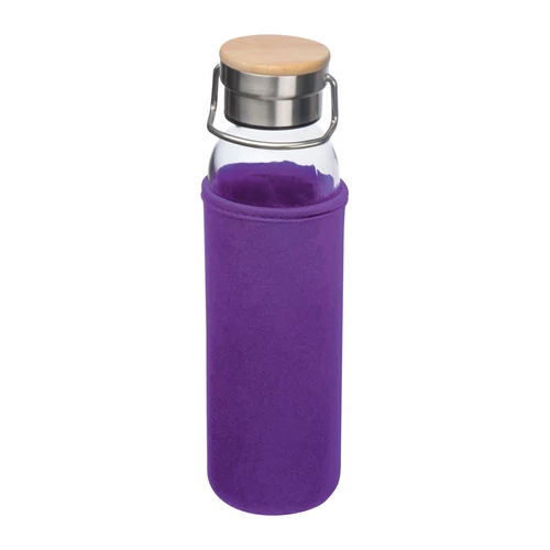 Üveg ivópalack neoprén tokban, 600 ml, lila